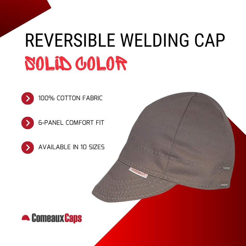 Comeaux Caps Reversible Welding Cap Solid Grey Size 7 5/8 - Image 2